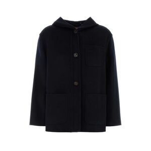 Mm Studio Women Navy Blue Wool Blend Paglie Coat